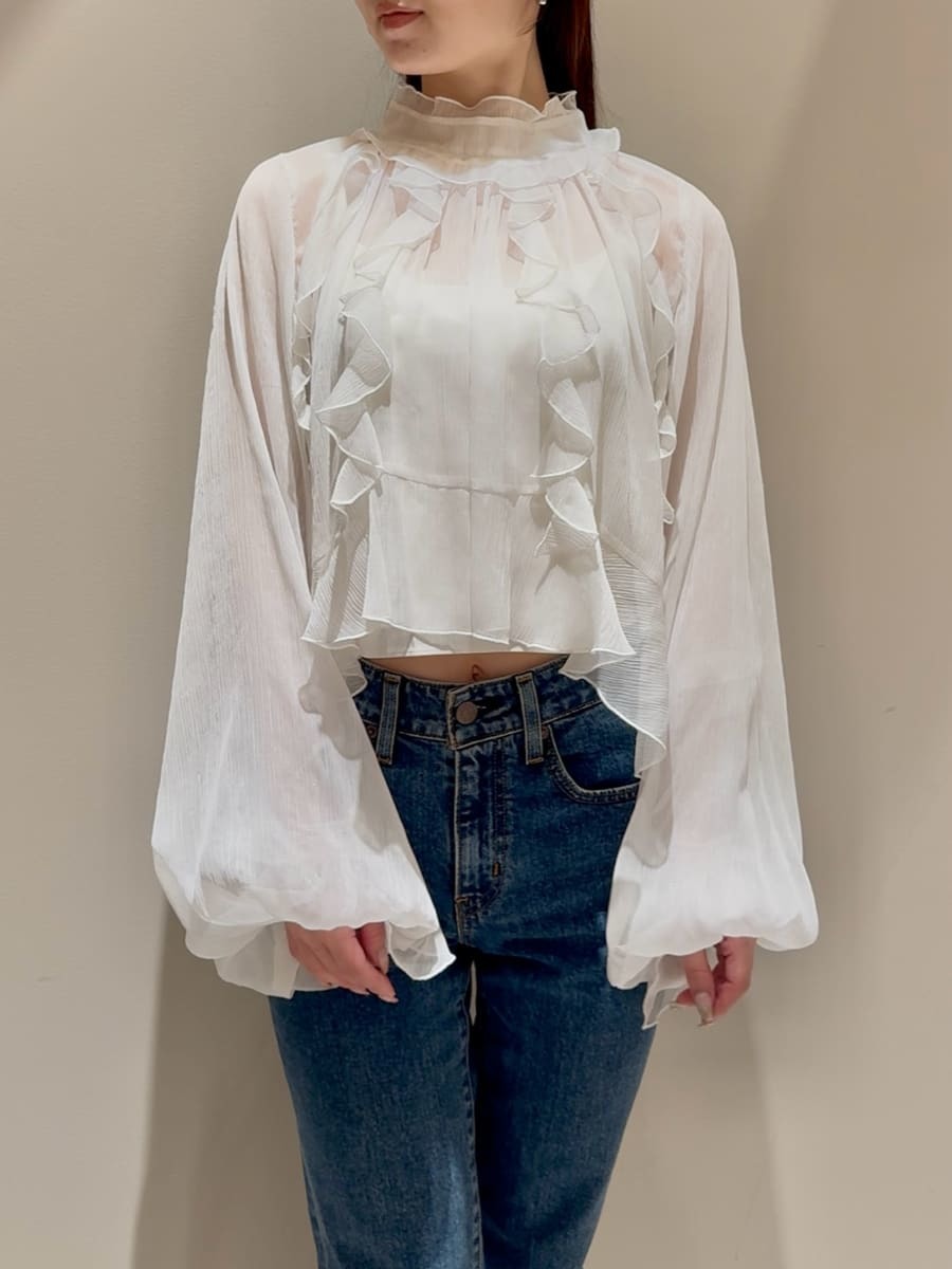 SZblockprints タッセルフリルブラウス Sサイズ フリルレースシルクブラウス（シャツ & ブラウス）｜STRASBURGO