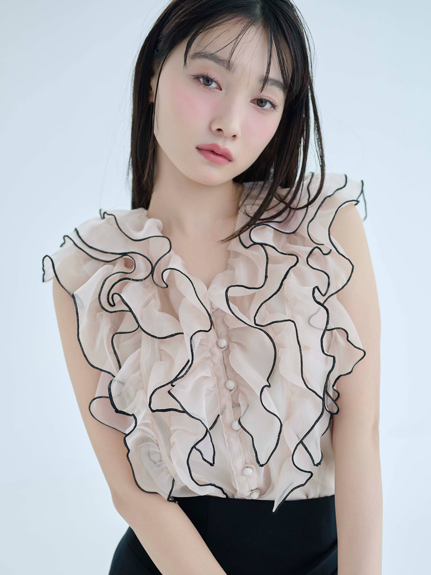WEB限定カラーあり】ノースリフリルブラウス(シャツ・ブラウス