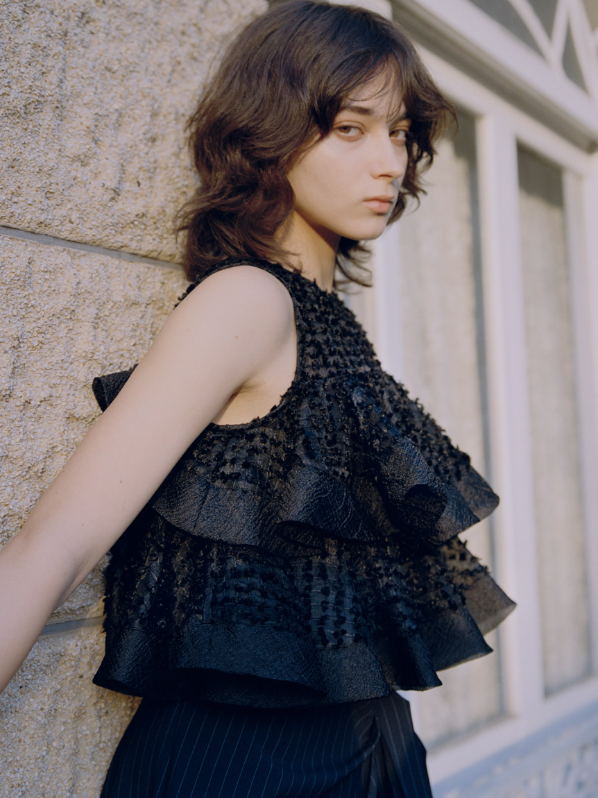 ラッフルジャガードボリュームブラウス(シャツ・ブラウス)｜トップス