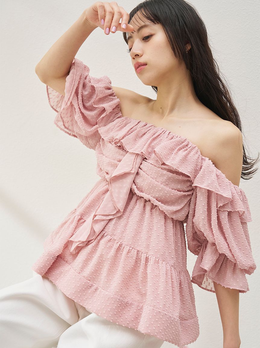 【完売品】SNIDEL スナイデル オフショルボリュームフリルブラウス IVR オフショルボリュームフリルブラウス(シャツ・ブラウス)｜トップス
