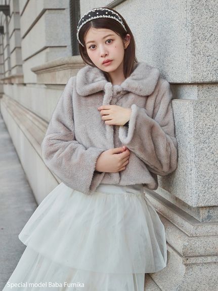 snidel スナイデル ステンカラーショートファーコートジャケット PNK 0 