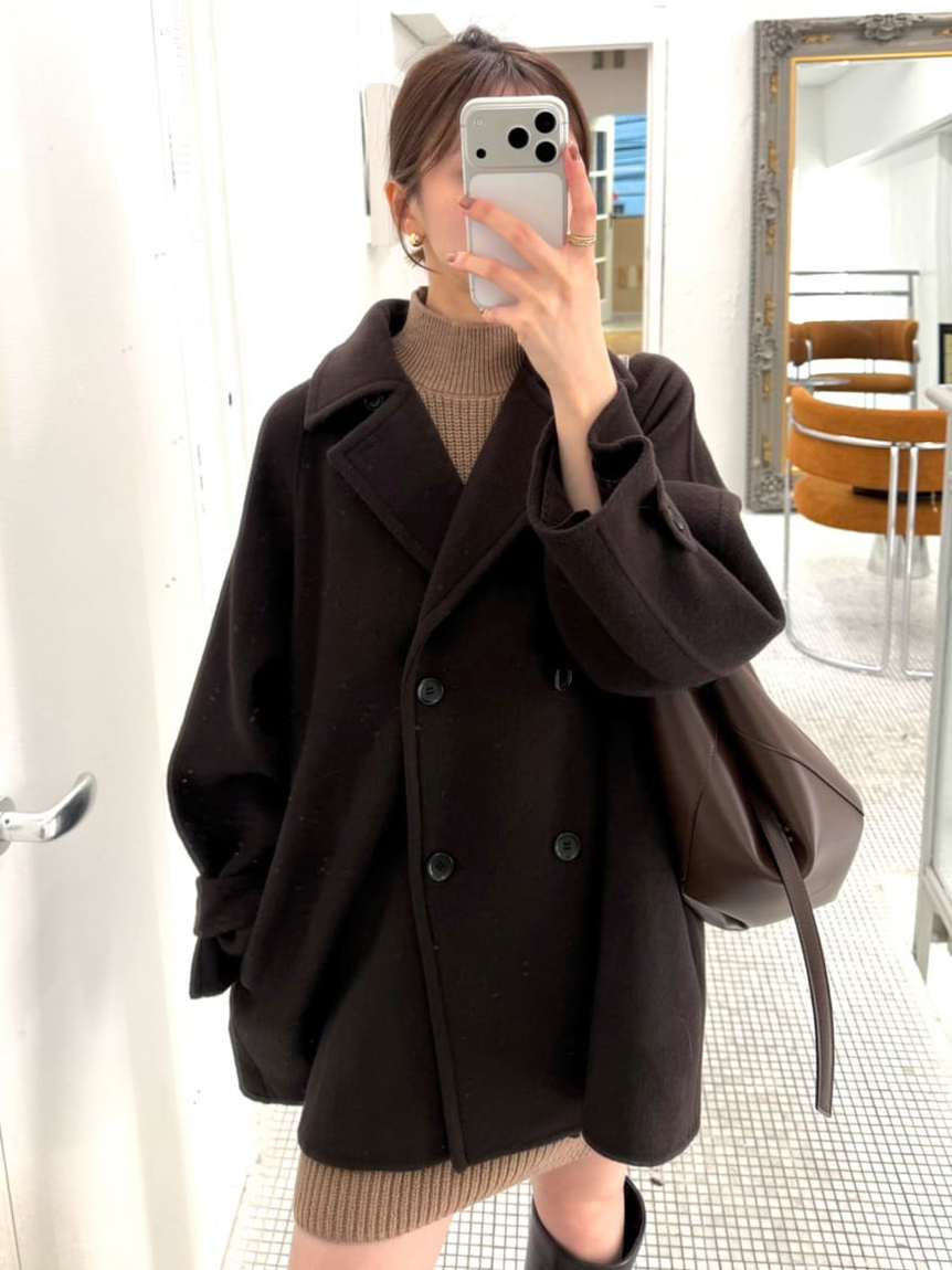 美品⭐︎snidel ダブルブレスト Pコート　ボックスコート　厚手 HIGH QUALITY】ダブルブレストミドルコート(ピーコート)｜アウター