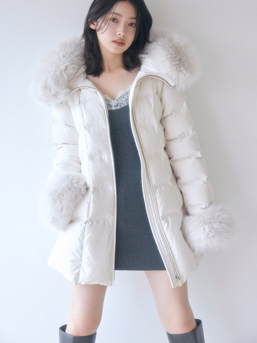 美品】snidel 白いロングコート／ふわふわ／甘め上品／防寒 SNIDEL