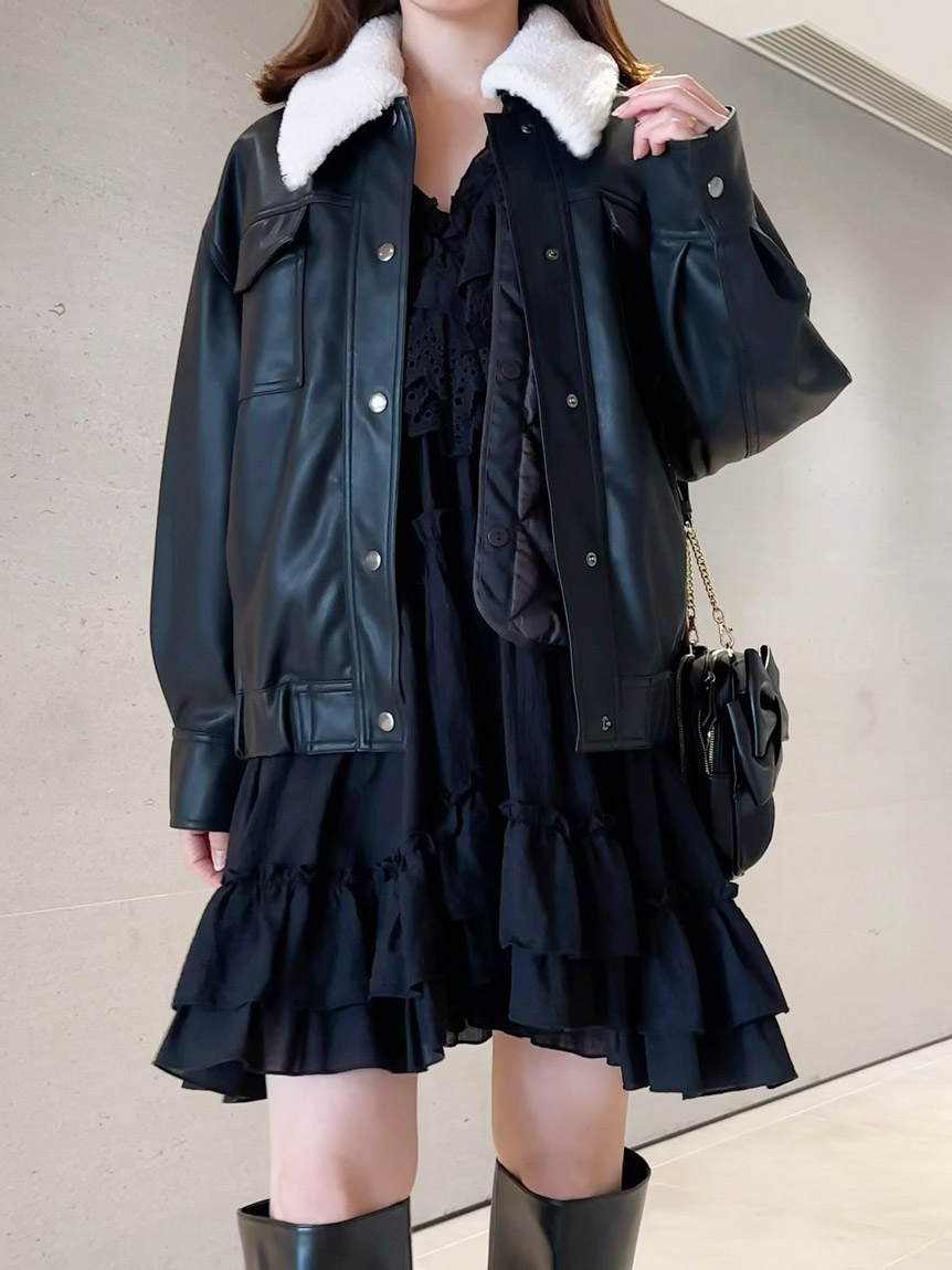 極美品✨SNIDEL 24年モデル ショートブルゾン リボン ナイロン 黒 SNIDEL（スナイデル）の「ショートブルゾン（ブルゾン）」 - WEAR