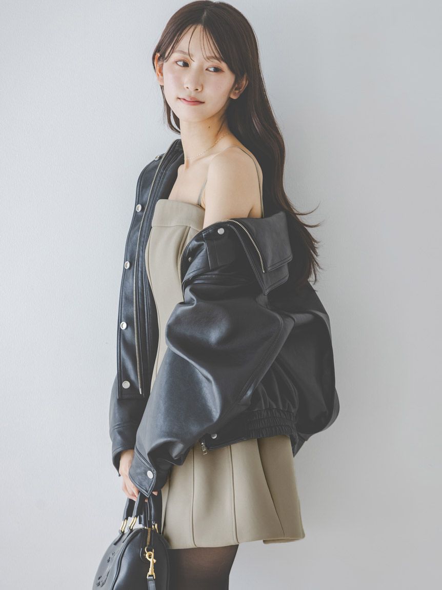 ビッグスタンドカラーレザーブルゾン(ブルゾン)｜アウター｜SNIDEL