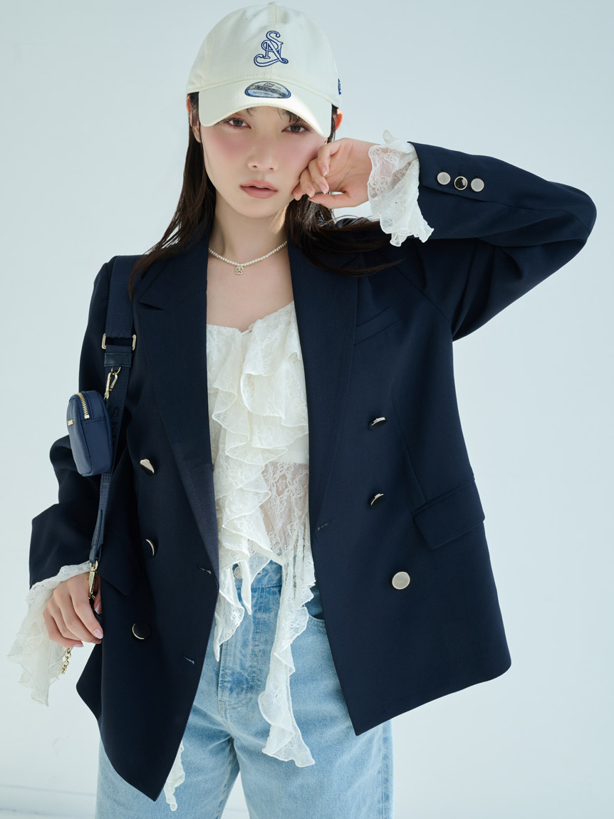 SNIDEL Sustainableダブルジャケット ネイビー SNIDEL（スナイデル）の「Sustainableダブルジャケット（その他