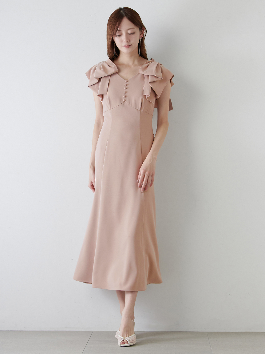 【Coast】リボンワンショルダーブライズメイドマキシドレス dots-tulle-grey-one-shoulder-