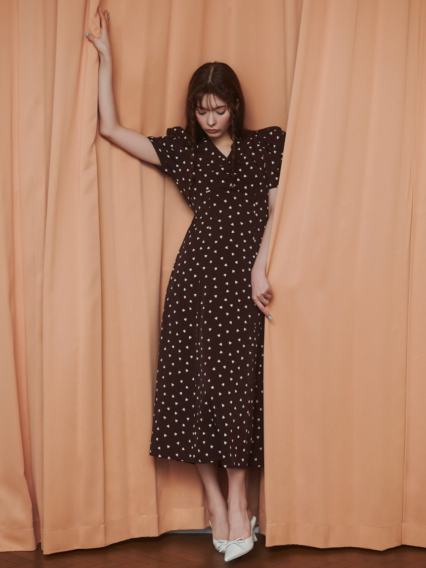 【WEB限定/Heart collection】ハートプリントワンピース(DBRW-00)