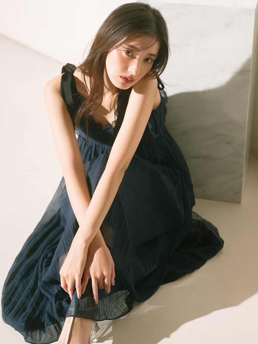 シアーシフォンワッシャーワンピース(マキシ・ロングワンピース