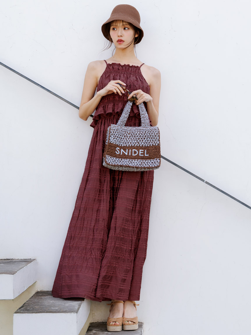 美品❤️SNIDELスナイデルSustainableオフショルギャザーワンピース Sustainableオフショルギャザーワンピース（マキシ丈/ロング