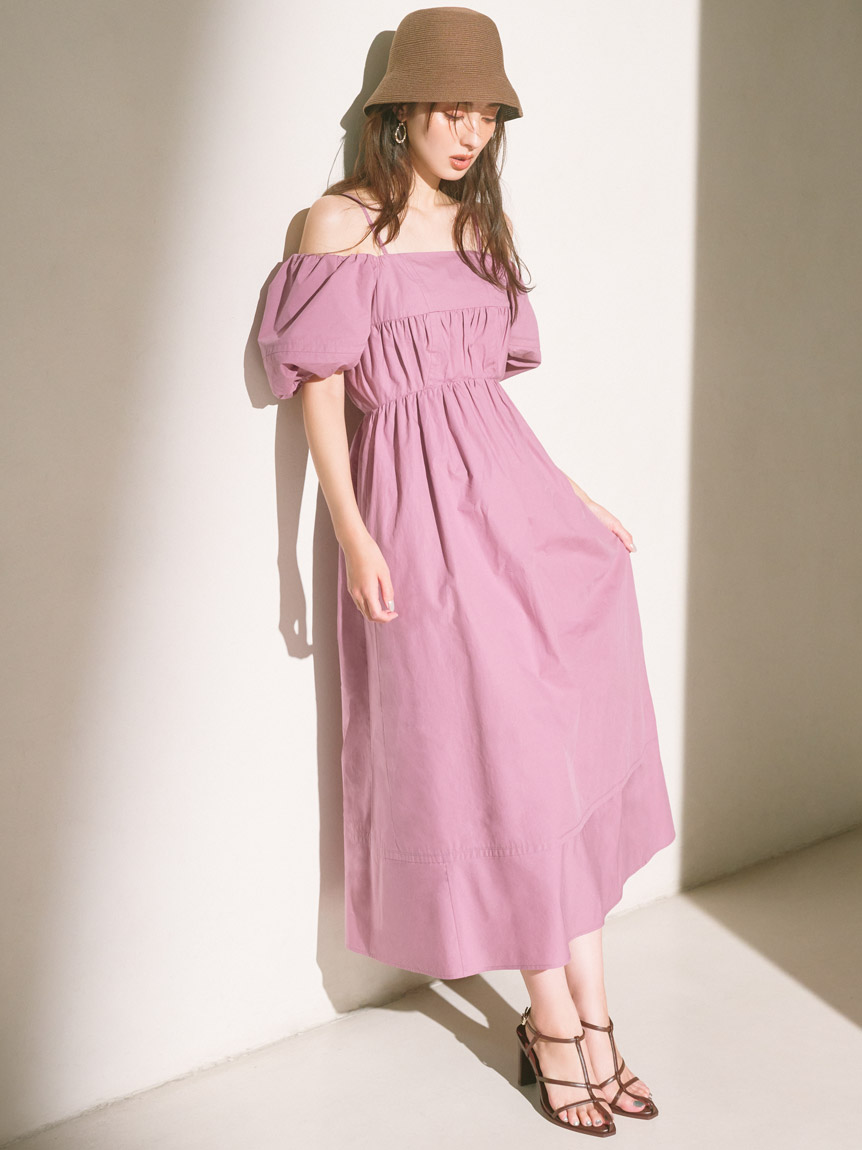 新品スナイデル☆パフスリワンピース　オフショルダー フリル オフショルパフスリワンピース(マキシ・ロングワンピース