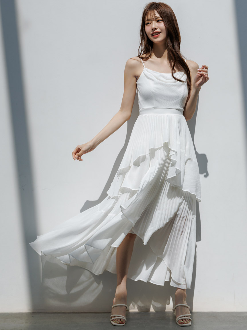 【関税込み】KIM SHUI ベージュ セミシア ミディアムワンピース リゾートワンピース レディース サマードレス ロング マキシ丈