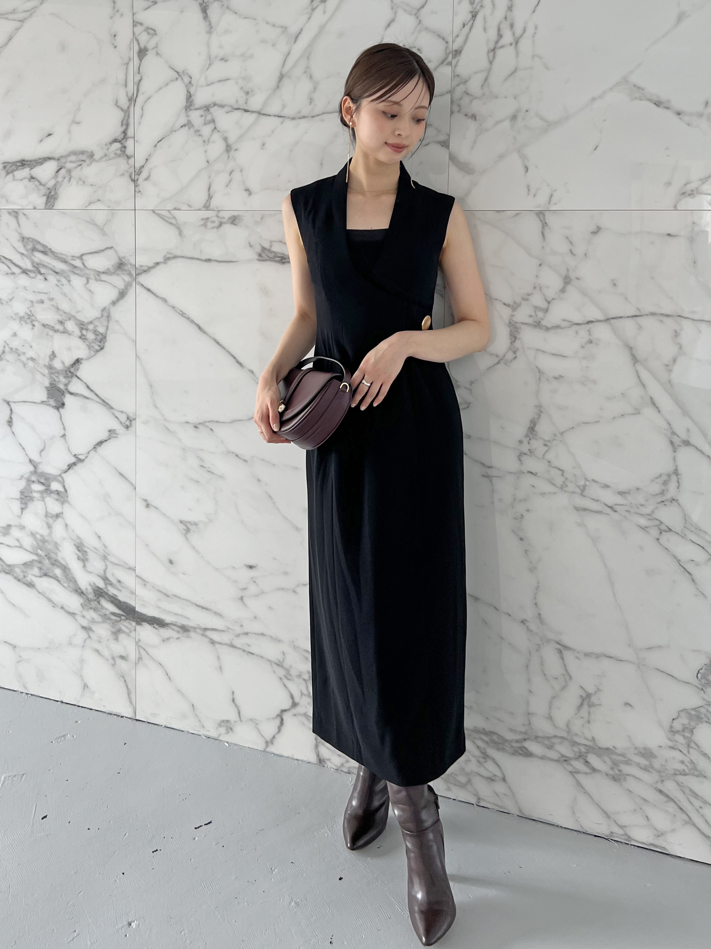 新作新品タグ付き スナイデル♡ レイヤードライクジレワンピース レイヤードライクジレワンピース(マキシ・ロングワンピース
