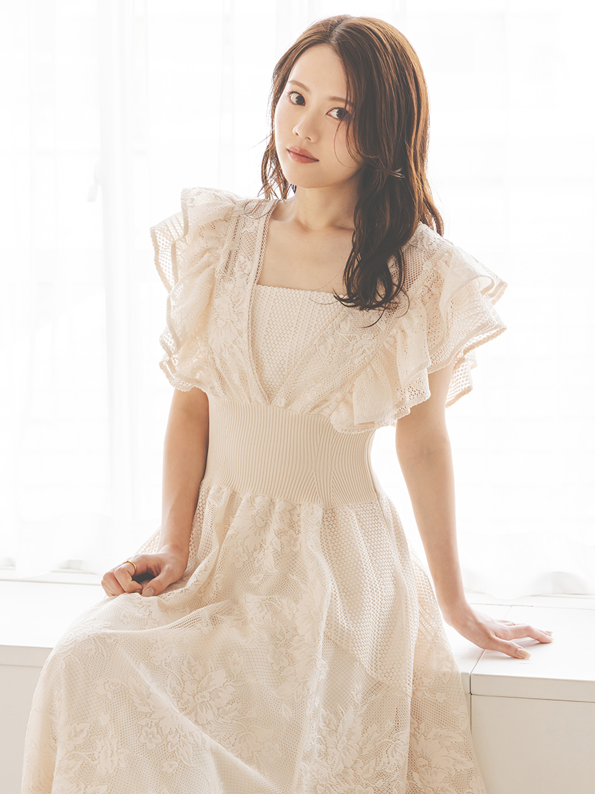 snidel ベージュ系 レースチュニック ヴィンデージ 妖精 レース」に