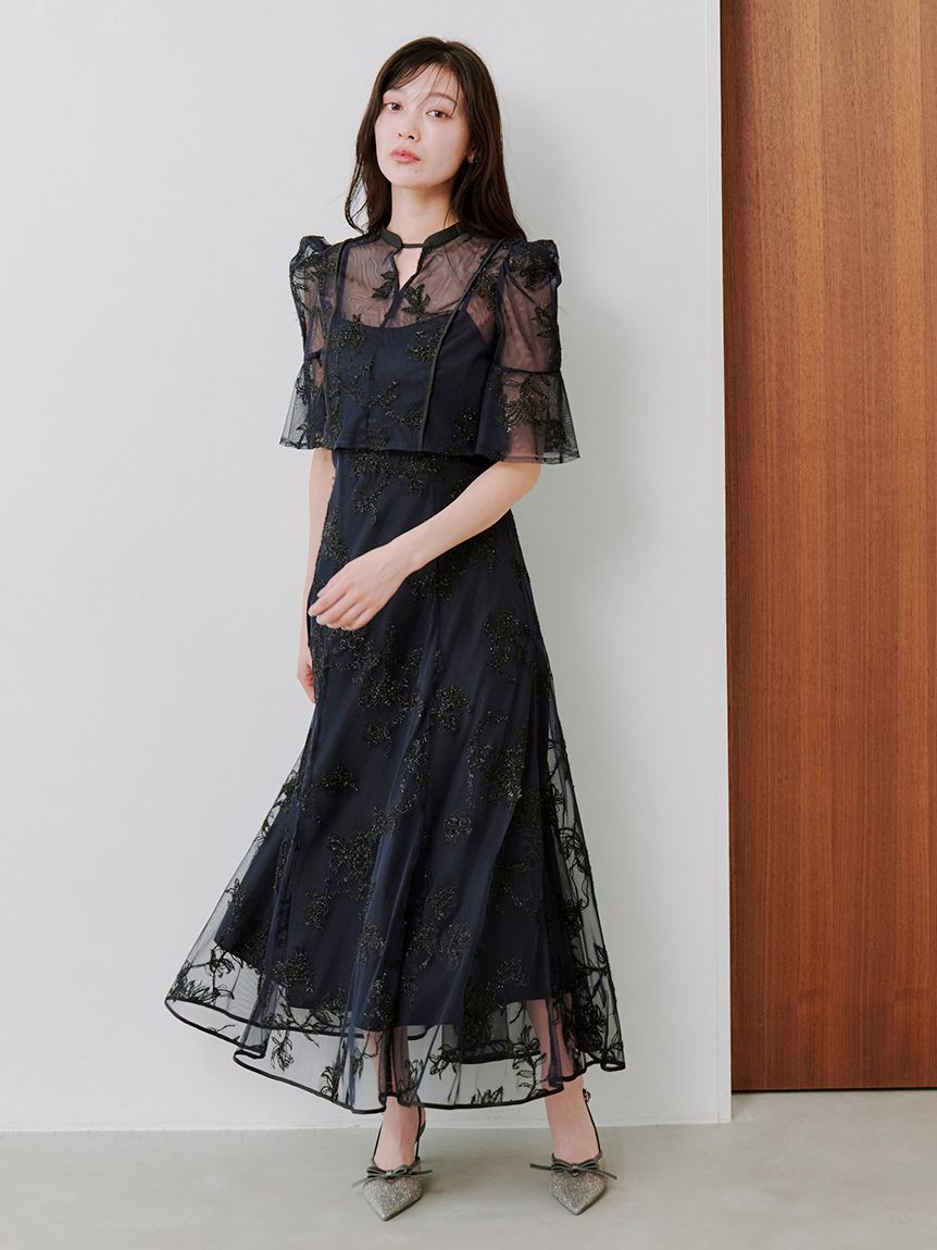 SNIDEL エンブロイダリードレス エンブロイダリーボレロセットドレス(マキシ・ロングワンピース