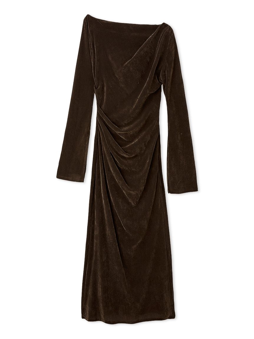 フロッキーベロアドレープドレス(マキシ・ロングワンピース
