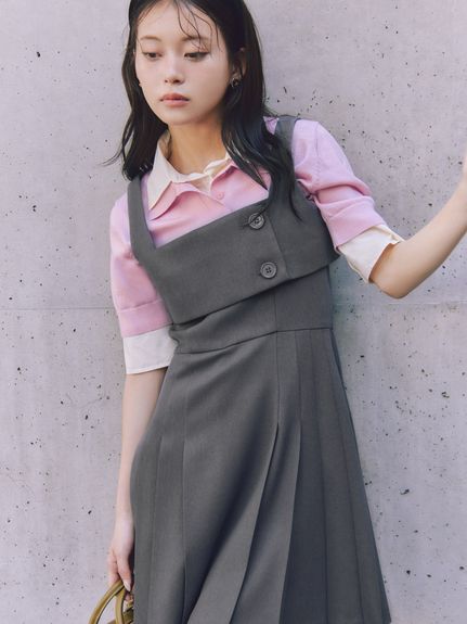 2024年タグ付き スナイデル サイドプリーツ ツイード ワンピース