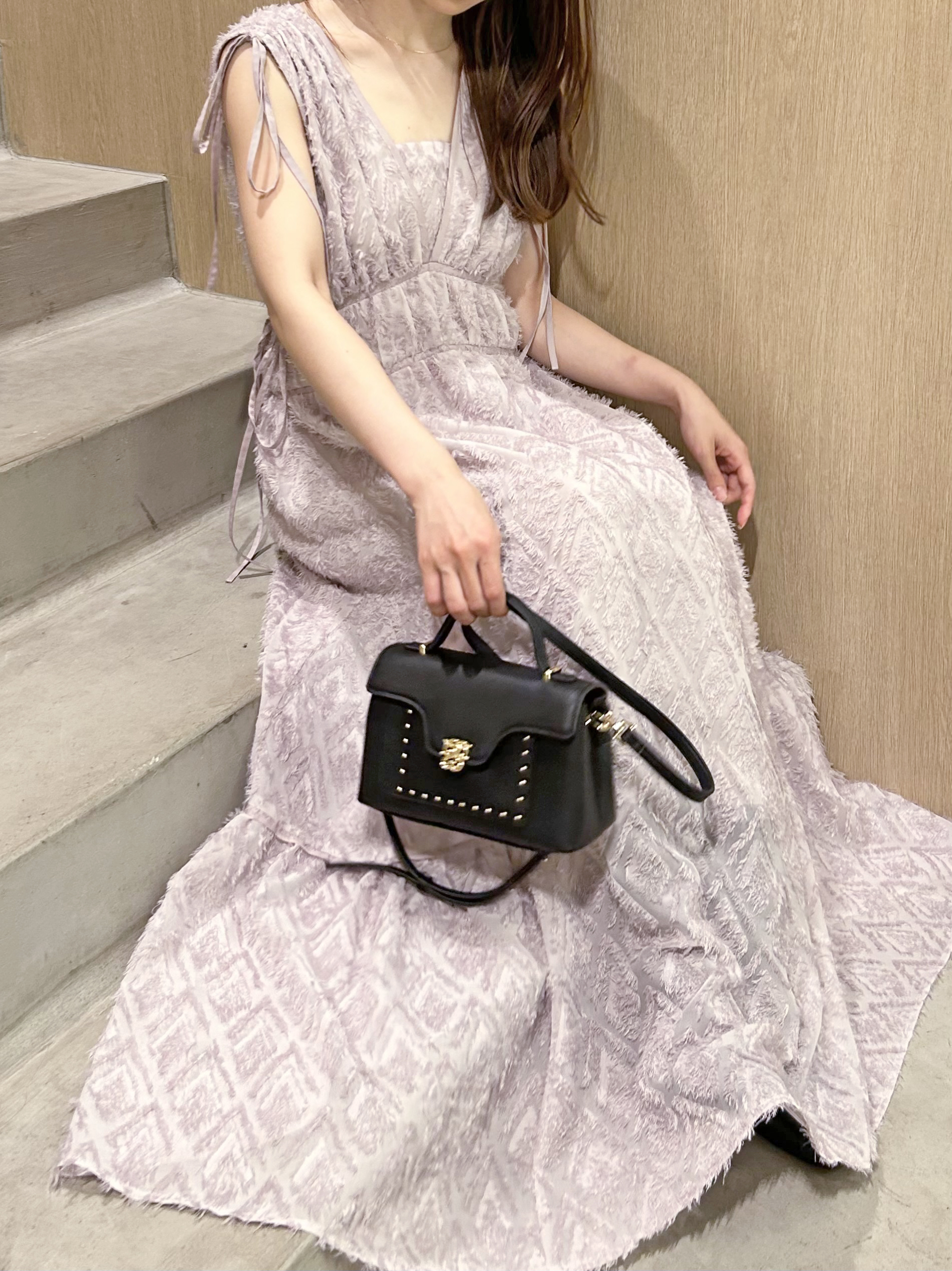 00サイズあり】ジャガードドロストディティールワンピース(マキシ