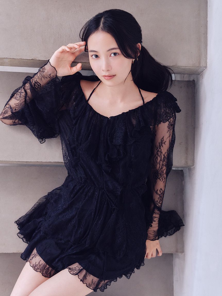 シフォンフリルミニコンビワンピース(ミニワンピース)｜ワンピース