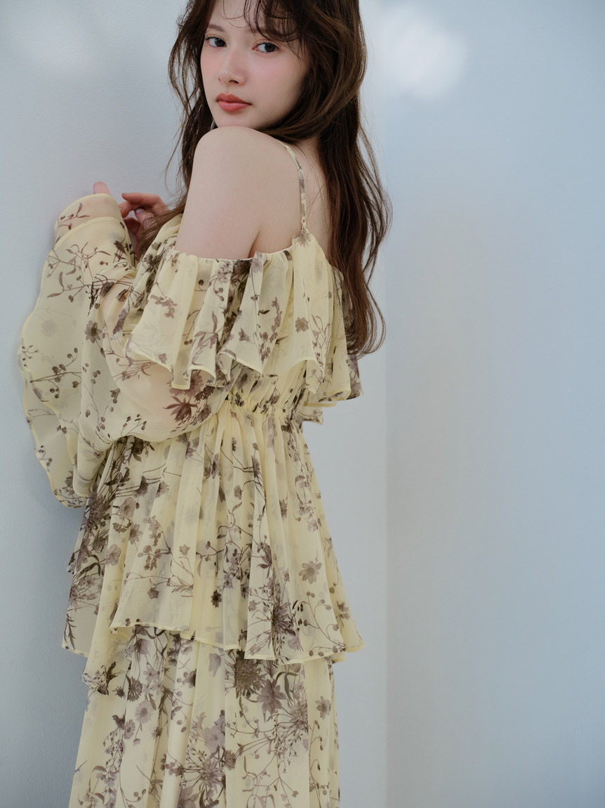 オフショルフリルワンピース(マキシ・ロングワンピース)｜ワンピース