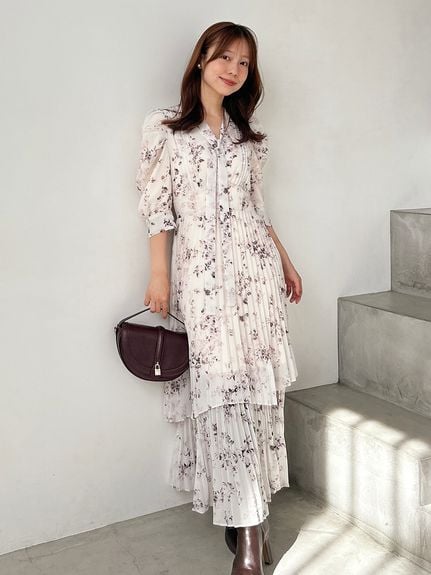 未使用♥スナイデル レースプリーツフレアワンピース オケージョンドレス 美人百花 未使用♥スナイデル レースプリーツフレアワンピース