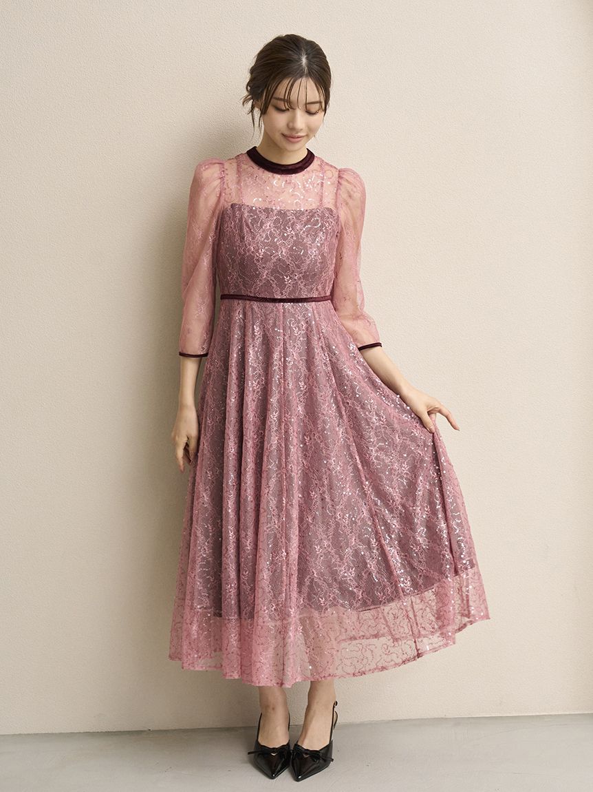 スパークルレースドレス(マキシ・ロングワンピース)｜ワンピース