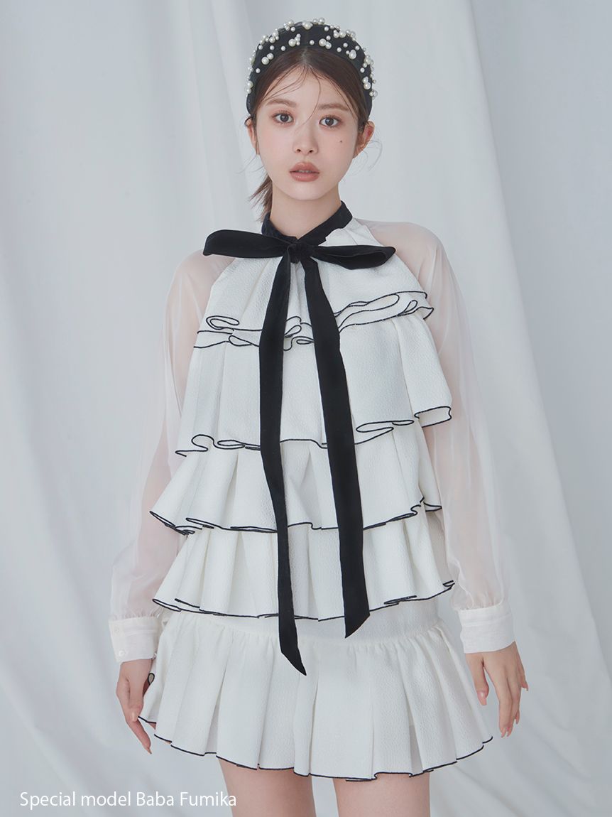 美品☆SNIDEL エンブロイダリーラッフルミニワンピース SNIDEL SALE40%OFF スナイデル エンブロイダリーラッフルミニ