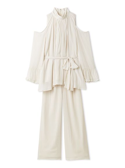 コールドショルダーパンツセットアップ(トップス＆ボトムセット