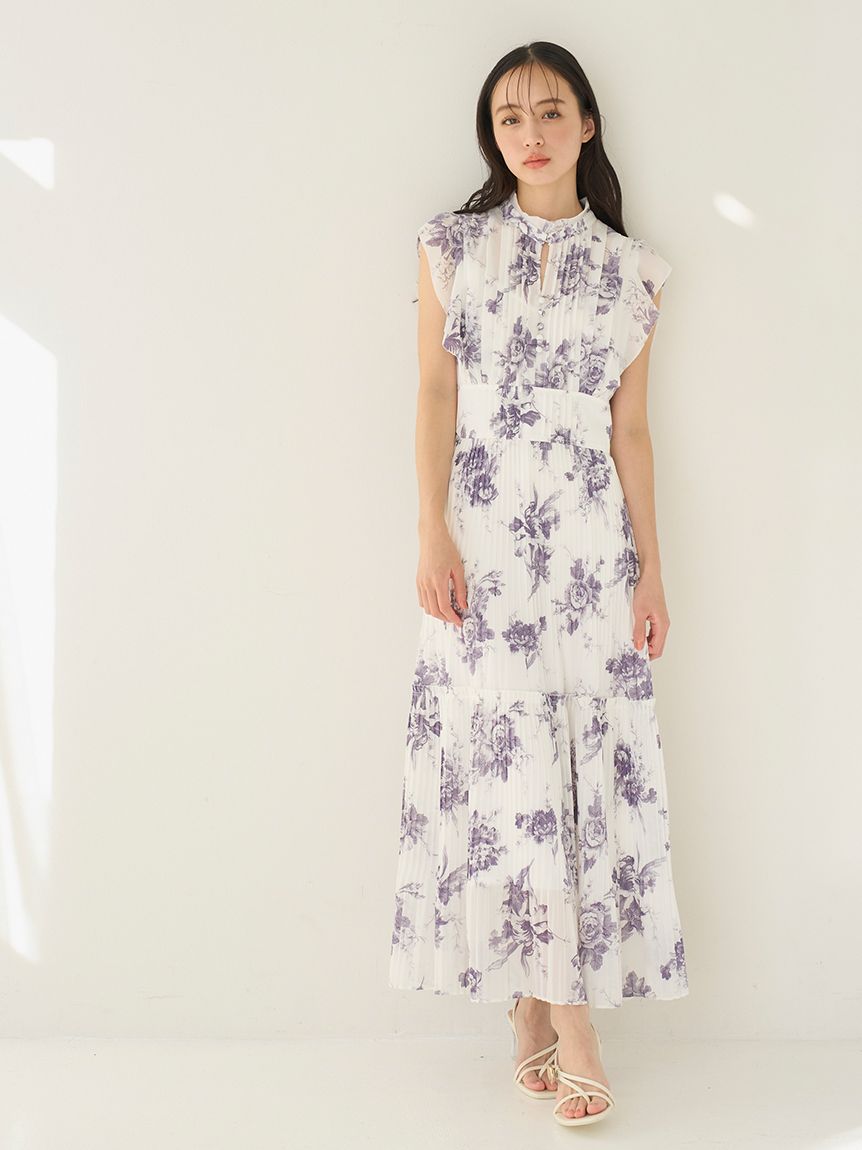 販路限定サイズあり】Sustainableプリーツプリントワンピース(ロング