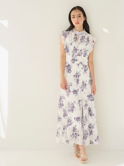 SNIDEL プリントプリーツワンピース 販路限定サイズあり】Sustainableプリーツプリントワンピース(ロング