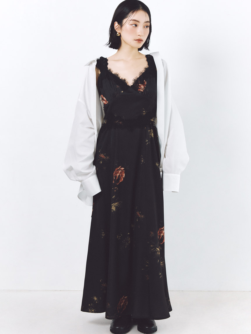 スナイデル snidel キャミ レース ワンピース スナイデル SNIDEL レーストリムプリントキャミワンピース （YEL