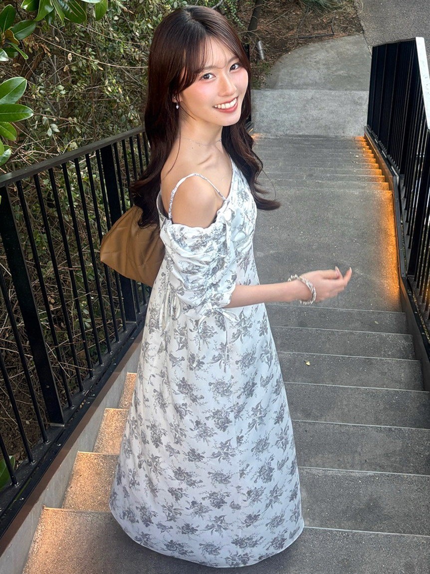 WEB限定/ROSE Collection】ROSEプリントワンピース(ロングワンピース