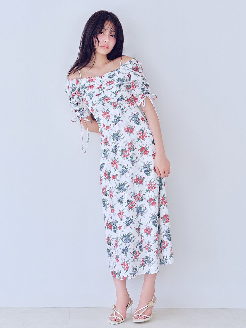 WEB限定/ROSE Collection】ROSEプリントワンピース(ロングワンピース