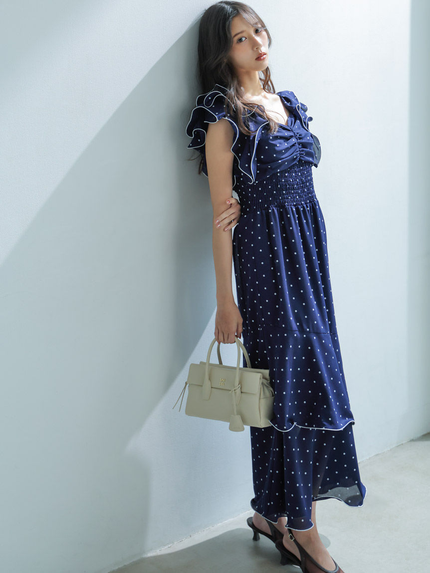 SNIDEL ブラック フリルスリーブ ドレス M 美品 SNIDEL ブラック