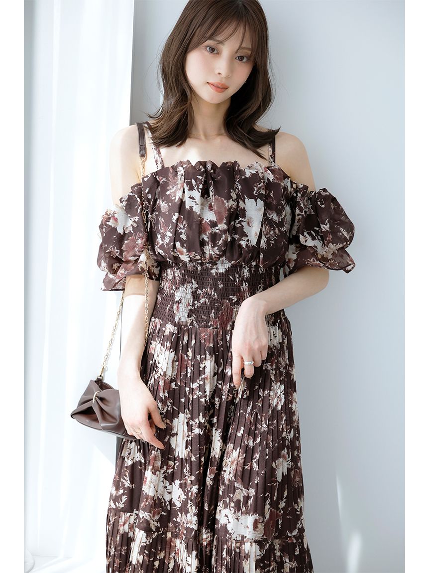 snidel Sustainableオフショルギャザーワンピース LPNK Sustainableオフショルギャザーワンピース(ミニワンピース