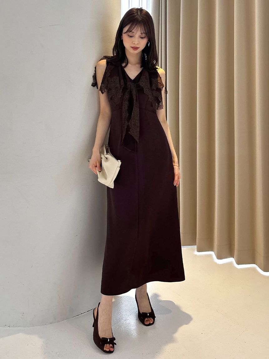 snidel ヘムフリルワンピース ヘムレースフリルカラーワンピース(ロングワンピース)｜ワンピース
