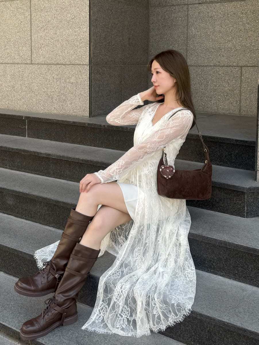 メッシュレースガウンワンピース(ロングワンピース)｜ワンピース