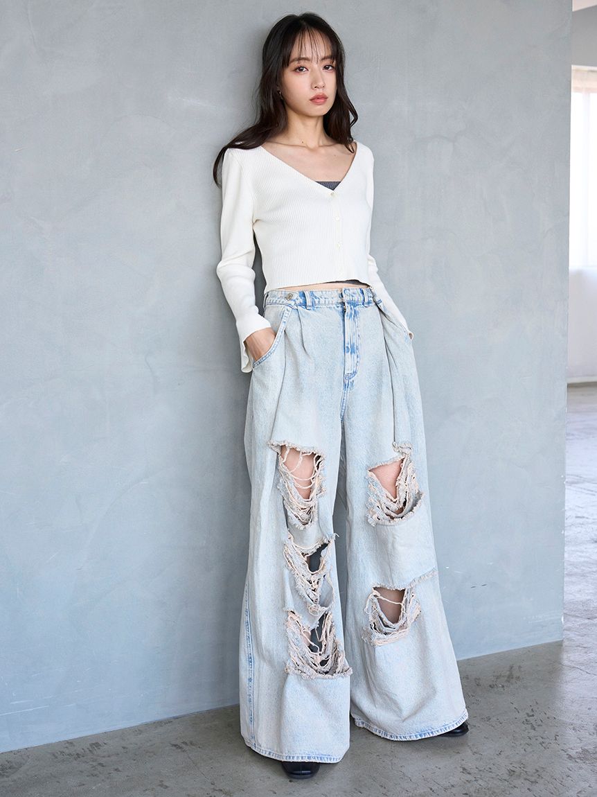 ダメージデニムパンツ(デニム)｜パンツ｜SNIDEL(スナイデル)の通販