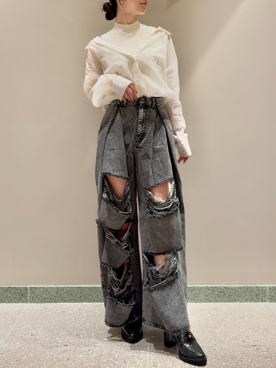 ダメージデニムパンツ(デニム)｜パンツ｜SNIDEL(スナイデル)の通販