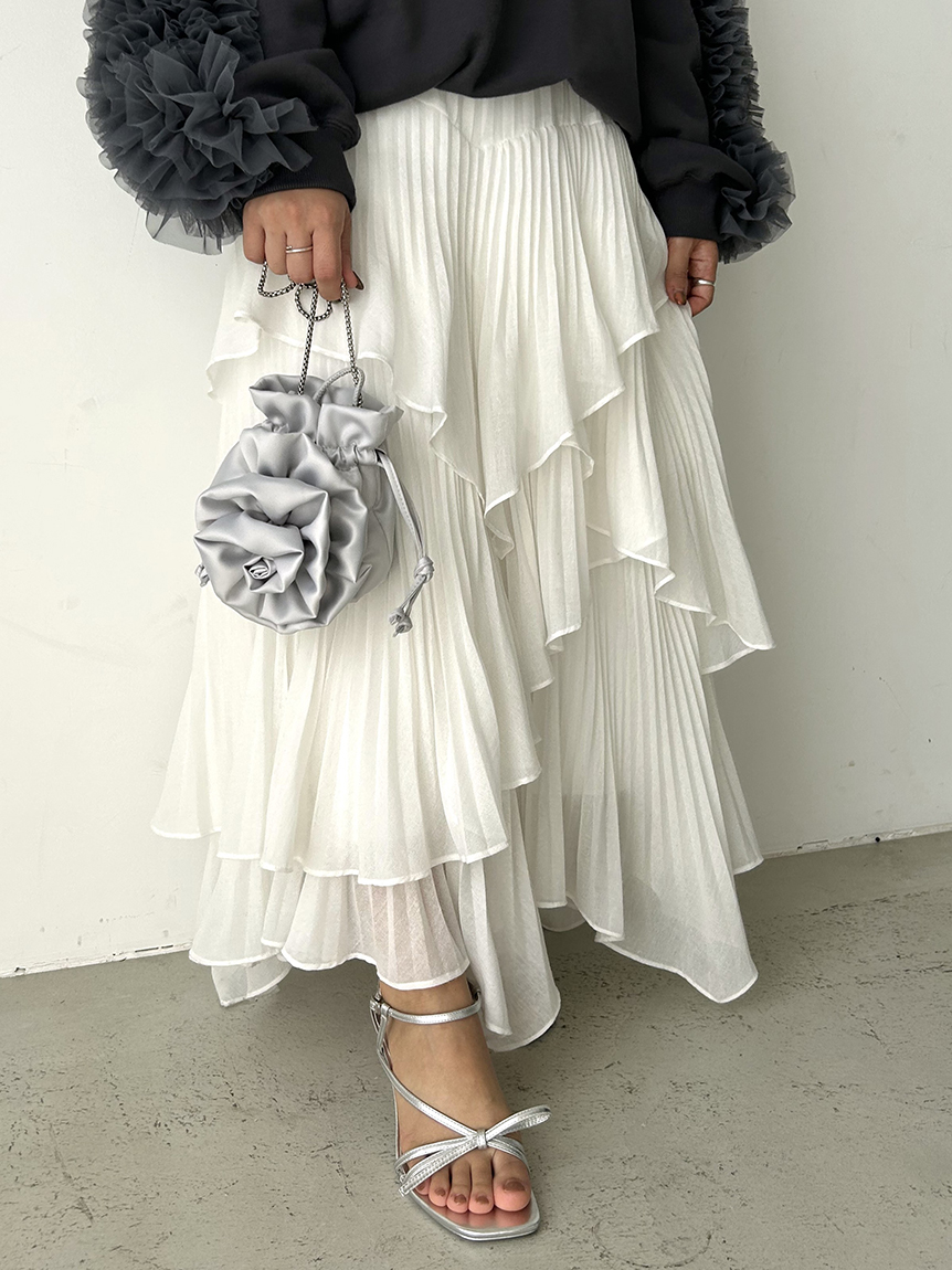 snidel ロングスカート アシメントリーフリルファッション