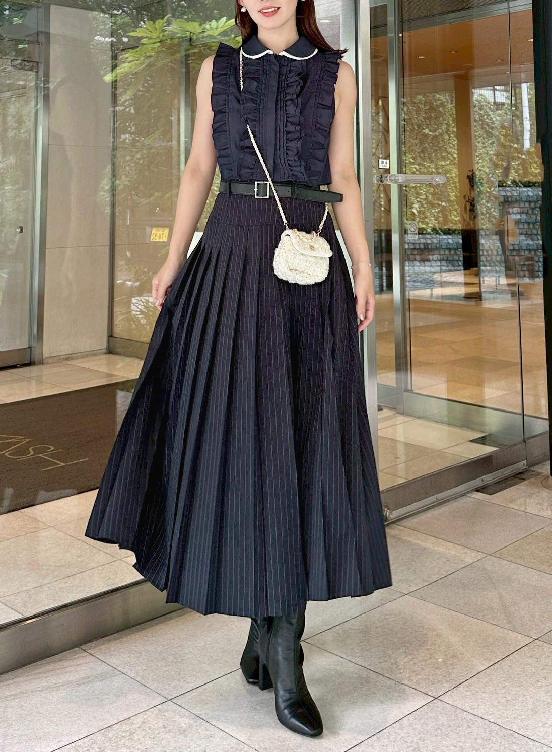 ベルト付きプリーツロングスカート(ロングスカート)｜スカート｜SNIDEL