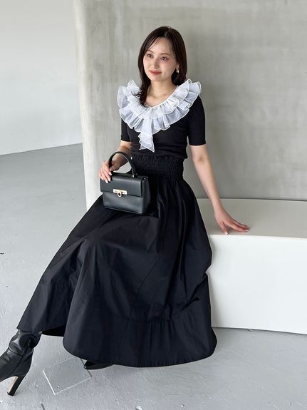 snidel スナイデル ロング フレア スカート snidel スナイデル ロングスカート フレアスカート 黒 花柄 総柄