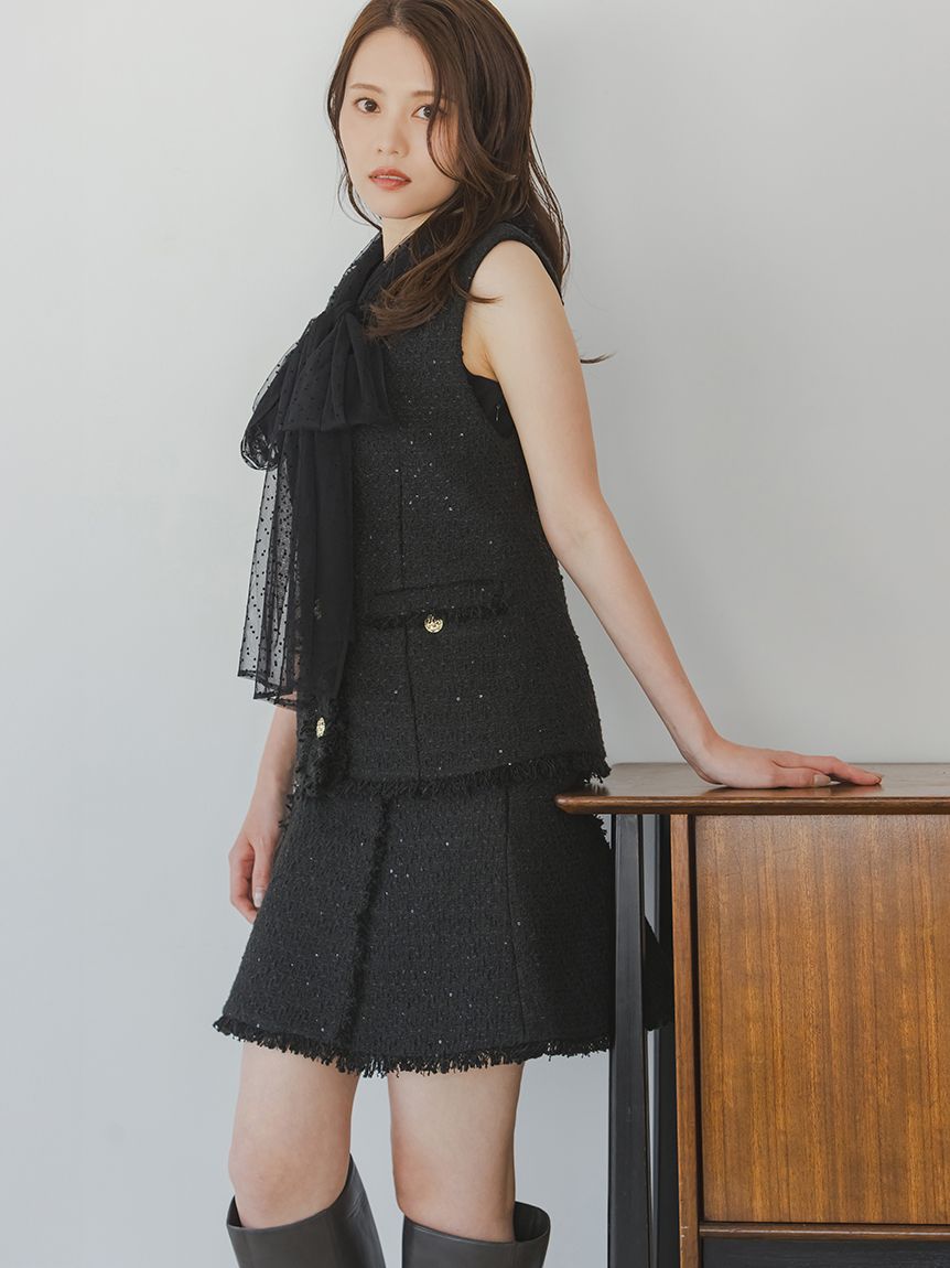 新品未使用タグ付き　SNIDEL ドロストデザインジレ ブラック 新品未使用タグ付きSNIDEL ドロストデザインジレ ブラック