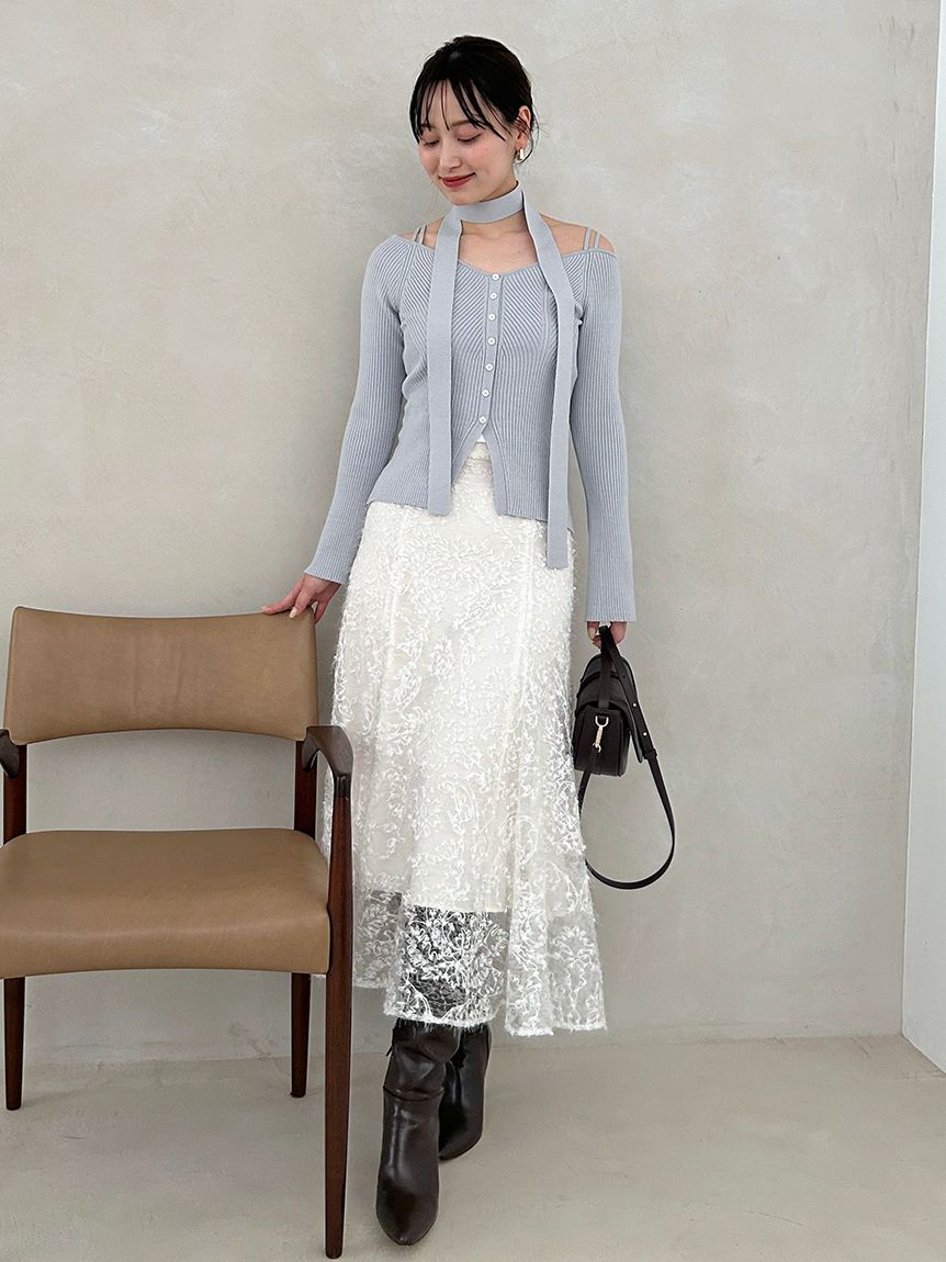 ファブリックイレヘムフレアスカート(ロングスカート)｜スカート