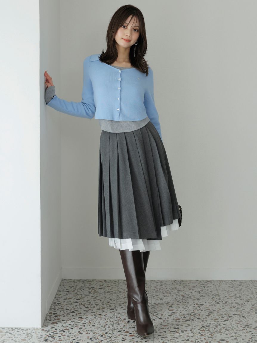 プリーツレイヤードミディスカート【カンヘウォン着用】(ひざ丈 プリーツレイヤードミディスカート【カンヘウォン着用】(ひざ丈