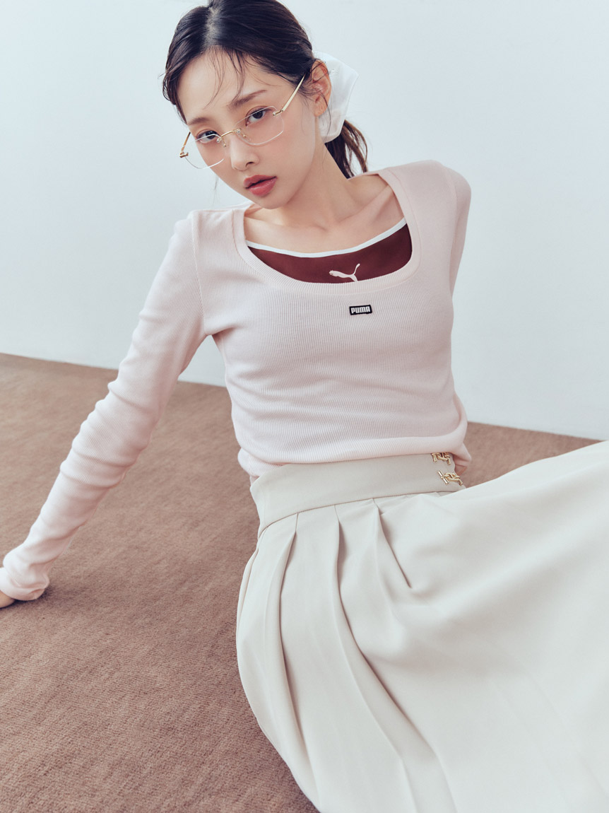 プリーツレイヤードミディスカート【カンヘウォン着用】(ひざ丈