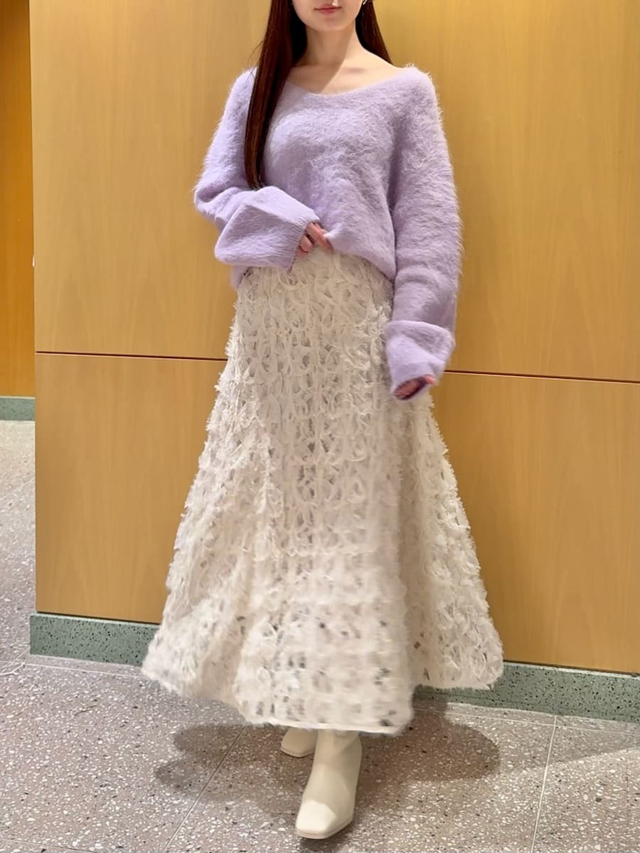 Sustainableデコラティブシフォンフレアスカート(ロングスカート