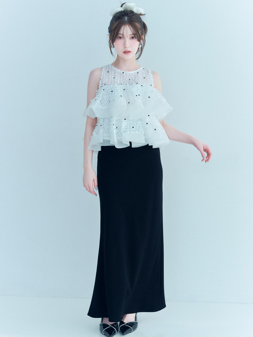 ラッフルジャガードボリュームブラウス(シャツ・ブラウス)｜トップス