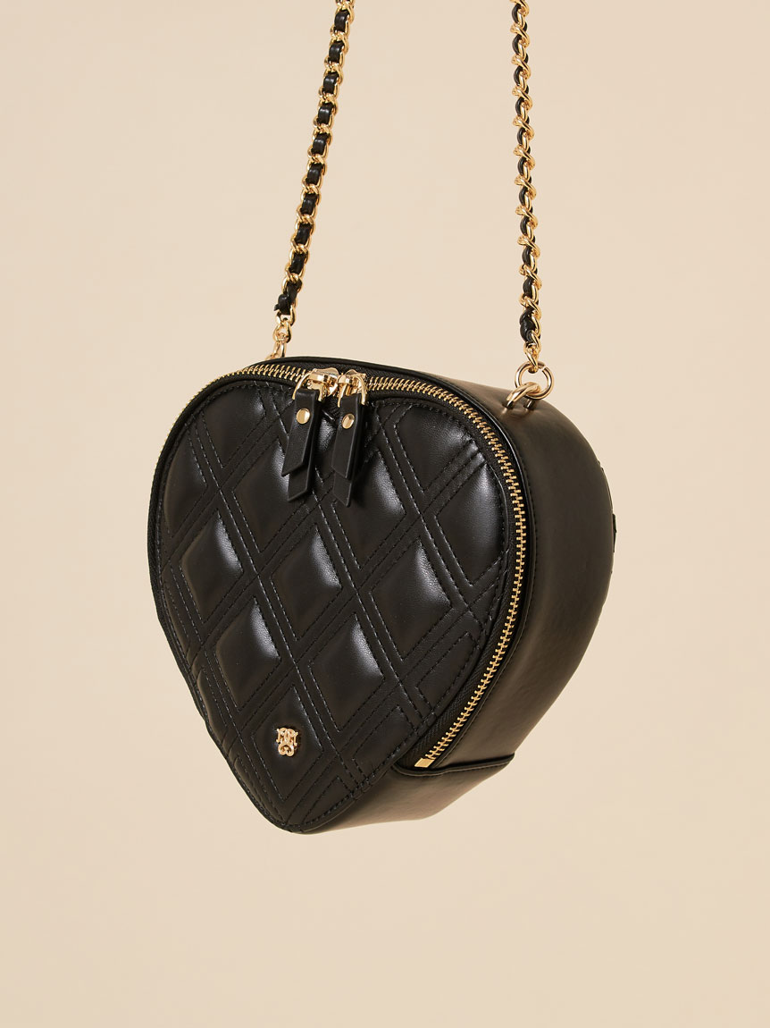 【WEB限定/Heart collection】ハートキルティングバッグ(BLK-F)