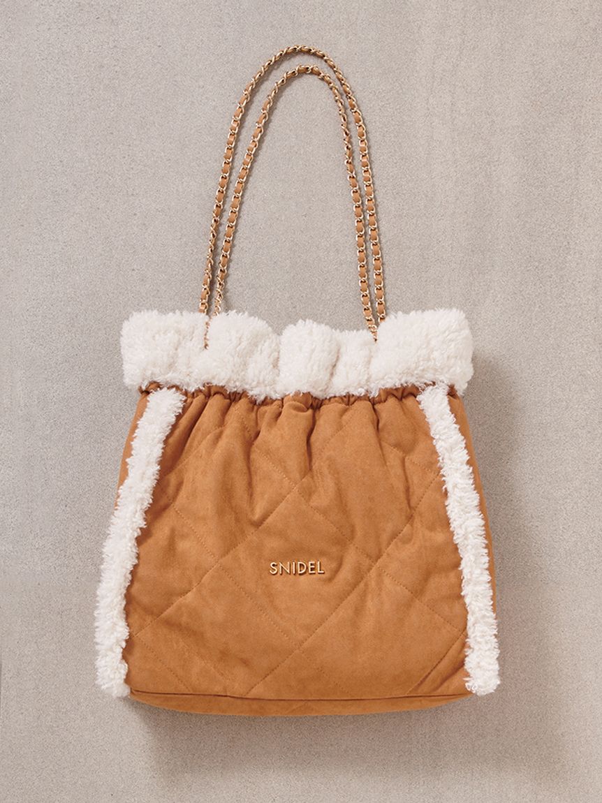 【未使用】SNIDELスナイデルピンクベージュ キルティング ハンドバッグ フリルキルティングロゴバッグ(ハンドバッグ)｜バッグ｜SNIDEL